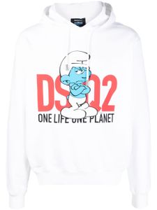 DSQUARED2 hoodie en coton à slogan imprimé - Blanc