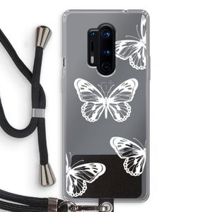 White butterfly: OnePlus 8 Pro Transparant Hoesje met koord