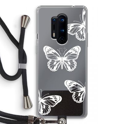 White butterfly: OnePlus 8 Pro Transparant Hoesje met koord