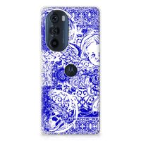 Silicone Back Case Motorola Edge 30 Pro Angel Skull Blauw - thumbnail