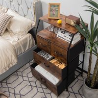 Commode met 4 Laden en Legplank Vrijstaande Opbergkast Metalen Frame Stoffen Bakken Industriële Stijl voor Kleedkamer Woonkamer Gang