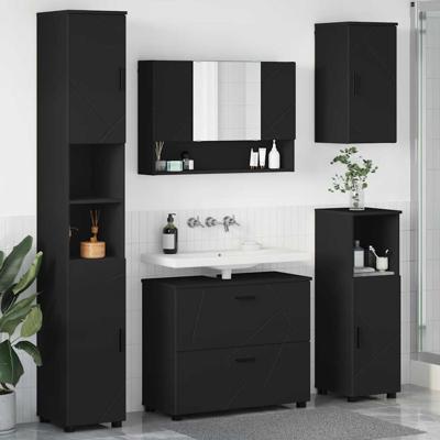 Badkamermeubelset 5 pcs Zwart 30 x 35 x 192 cm Bewerkt hout