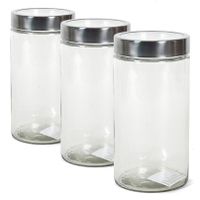 Set van 3x stuks glazen voorraadpotten/bewaarpotten met deksel 1.7 liter