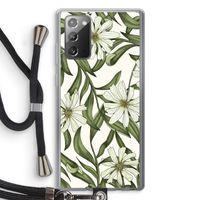 Wit bloemenpatroon: Samsung Galaxy Note 20 / Note 20 5G Transparant Hoesje met koord