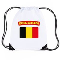 Belgie nylon rugzak wit met Belgische vlag - thumbnail