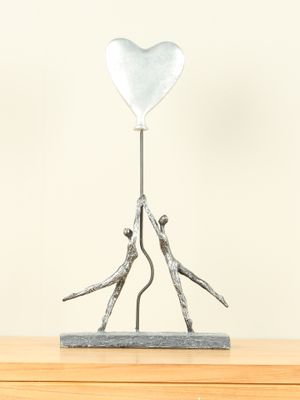 Aluminium look beeldje Blij met Jou, 48 cm