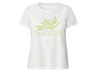 esmara Dames T-shirt, getailleerd gesneden, met print (S (36/38), Wit)