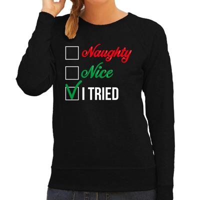 Naughty nice foute Kerstsweater - Kersttrui - zwart - voor dames - sexy - kerstdiner kleding Naughty nice foute Kerstsweater - Kersttrui - zwart - voor dames - sexy - kerstdiner kleding