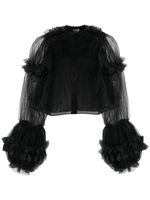 Noir Kei Ninomiya blouse à volants transparents