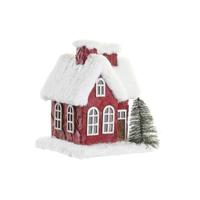 Miniatuurhuis DKD Home Decor Wit Rood 17 x 16,5 x 17 cm (2 Stuks)