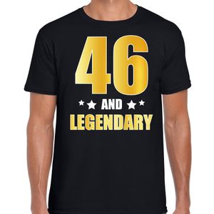 46 and legendary verjaardag cadeau t-shirt goud 46 jaar zwart voor heren