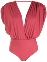 Brigitte maillot de bain froncé à col plongeant - Rose