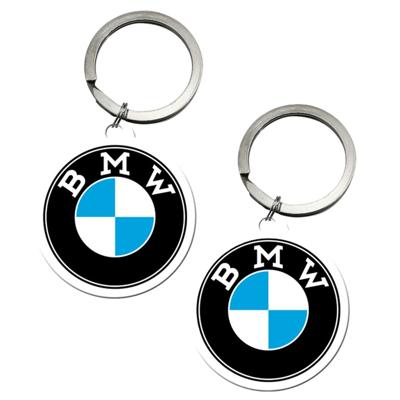 Sleutelhanger auto logo - 2x - BMW - 4,5 x 6 cm - staal/epoxy