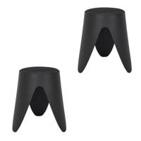 Stapelbaar zit krukje Gala - 2x - kunststof - zwart - D30 x H46 cm - stoelen