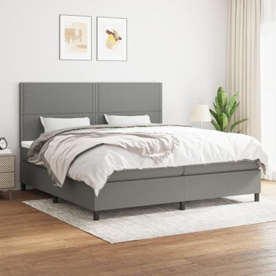 Boxspring met matras stof donkergrijs 200x200 cm
