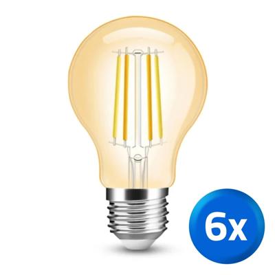 Slimme filament zigbee led lamp - dual white 7w e27 fitting - a60 model colored - voordeelset 6 stuks