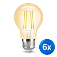 Slimme filament zigbee led lamp - dual white 7w e27 fitting - a60 model colored - voordeelset 6 stuks