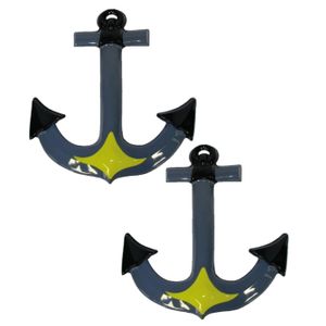 Set van 2x stuks feest versiering decoratie maritiem anker 52 cm van plastic voor aan de muur/wand