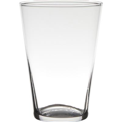 Bloemenvaas - Transparant - home-basics - conische vaas - glas - 20 x 14 cm