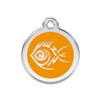 Tribal Fish Orange roestvrijstalen hondenpenning medium/gemiddeld dia. 3 cm - Reddingo