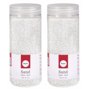 2x Fijn decoratie zand wit 475 ml