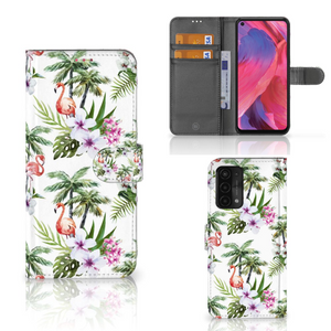 OPPO A54 5G | A74 5G | A93 5G Telefoonhoesje met Pasjes Flamingo Palms