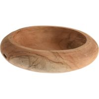 Tafel decoratie schaal teak hout rond 25 cm - thumbnail