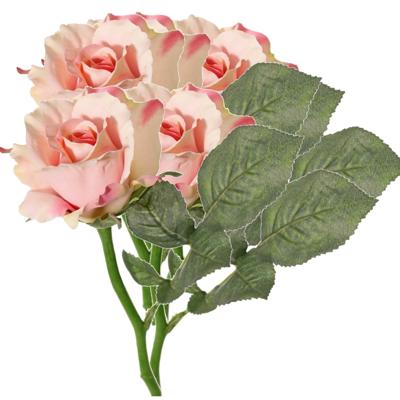 Topart Kunstbloem - 5x - roos Alice - de luxe - roze - 30 cm - kunststof steel - decoratie
