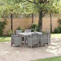 Tuin Eetset 7 pcs Lichtgrijs Kunststof