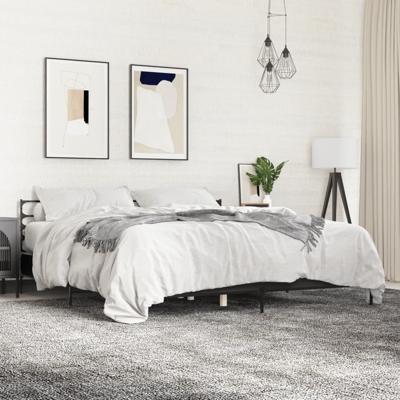 Bedframe bewerkt hout metaal zwart 180x200 cm