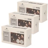 Set van 4x stuks draadverlichting lichtsnoer met 100 lampjes warm wit op batterij 500 cm