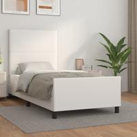 Bedframe met hoofdbord kunstleer wit 90x190 cm
