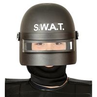 Politie SWAT verkleed helm met vizier voor kinderen zwart - thumbnail