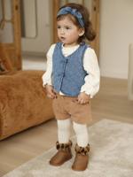Babyset 4-delig T-shirt + vest + short + heupband karamel