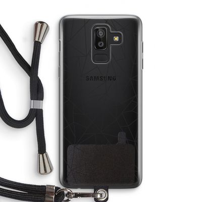 Geometrische lijnen zwart: Samsung Galaxy J8 (2018) Transparant Hoesje met koord