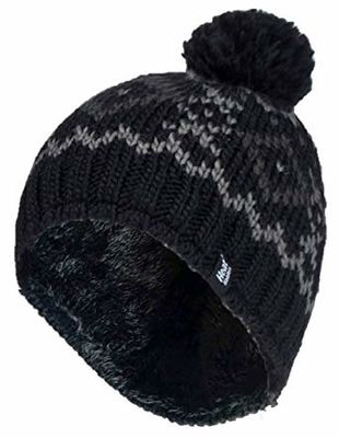 Heat Holders Mens chunky jacquard pom pom hat helsinki black (1 st)