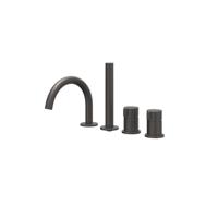 Badrandcombinatie IVY Tribe 4-gats Mengkraan Met Uittrekbare Handdouche Draaibare Uitloop RVS316 Geborsteld Carbon Black PVD IVY