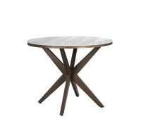 Calma high dining tafel dia. 120 cm aluminium bronze/travertin - Yoi