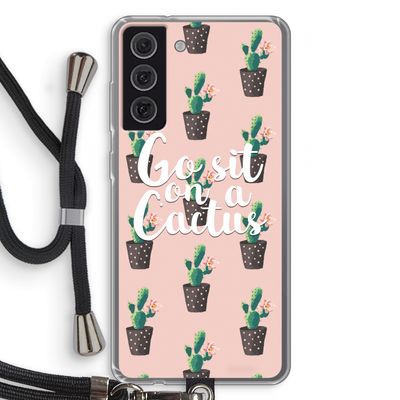 Cactus quote: Samsung Galaxy S21 FE Transparant Hoesje met koord