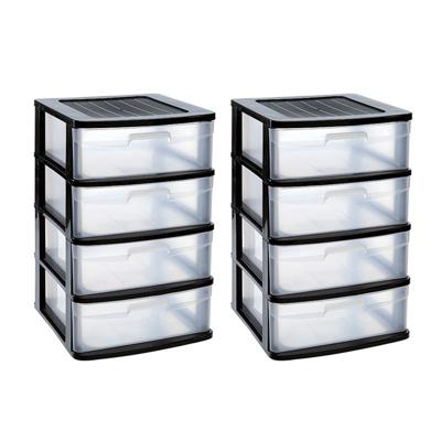 2x Plasticforte Ladeblok met 4x lades - zwart/transparant - L40 x B39 x H65 cm - grote lades 2x Plasticforte Ladeblok met 4x lades - zwart/transparant - L40 x B39 x H65 cm - grote lades