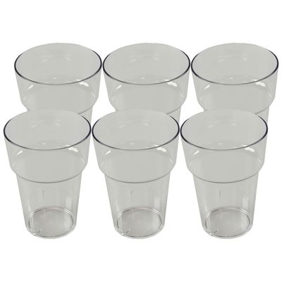 Bierglas - 6x - transparant - onbreekbaar kunststof - 280 ml