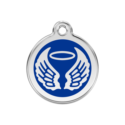 Angel Wings Navy roestvrijstalen hondenpenning medium/gemiddeld dia. 3 cm - Reddingo