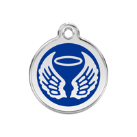 Angel Wings Navy roestvrijstalen hondenpenning medium/gemiddeld dia. 3 cm - Reddingo
