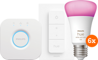 Philips Hue White and Color Starter Pack E27 met 6 lampen, dimmer + bridge - thumbnail