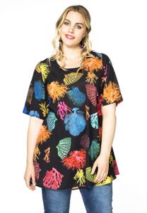 Yoek Tunic wide bottom CORAL | Zwart | Maat 58/60