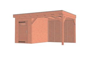 Trendhout Buitenverblijf Casa 485x330 cm - Combinatie 1- Plat dak- Onbehandeld lariks Douglas hout- Trendhout