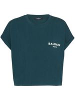 Balmain t-shirt en coton biologique à logo floqué - Vert - thumbnail