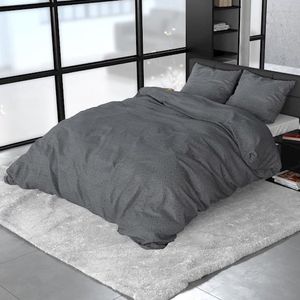 Sleeptime Flanel Dekbedovertrek Jason Anthracite-1-persoons (140 x 200/220 cm)