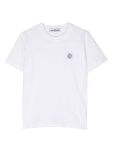 Stone Island Junior t-shirt en coton à patch logo - Blanc