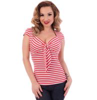 18% korting | Striped Sweetheart Tie Top Red/White-L